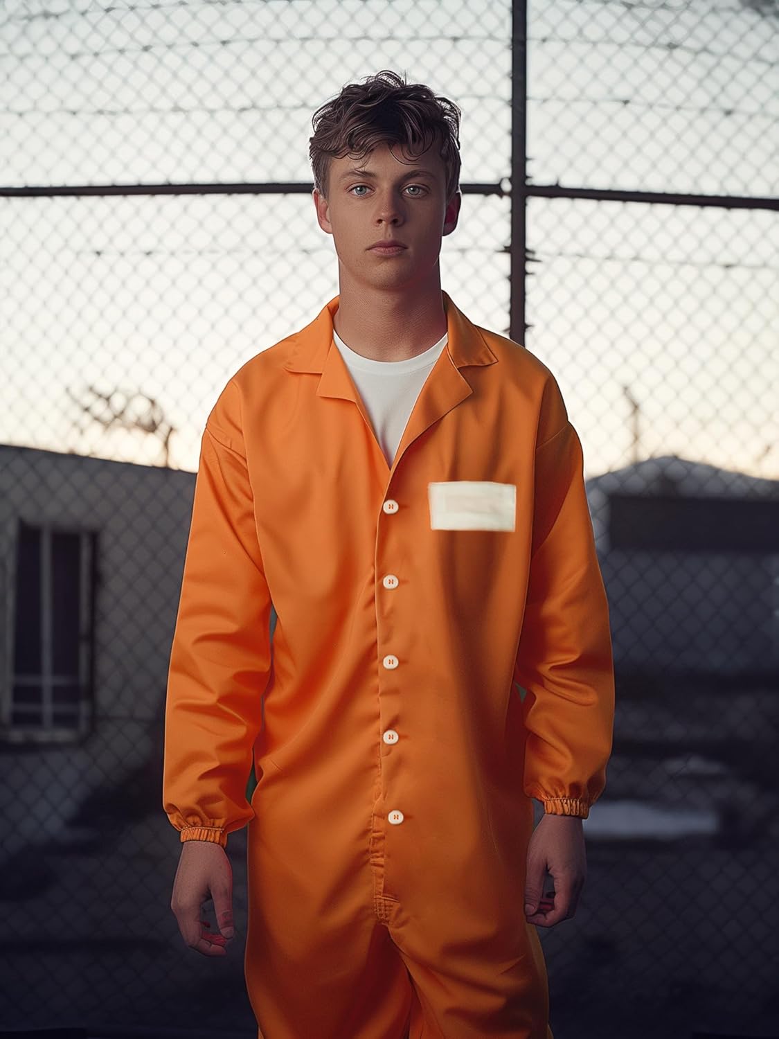 MCJC Adult Orange Prison Jumpsuit Costume, Inmate Uniform with Button Front, Halloween Dress Up Outfit - Image 8