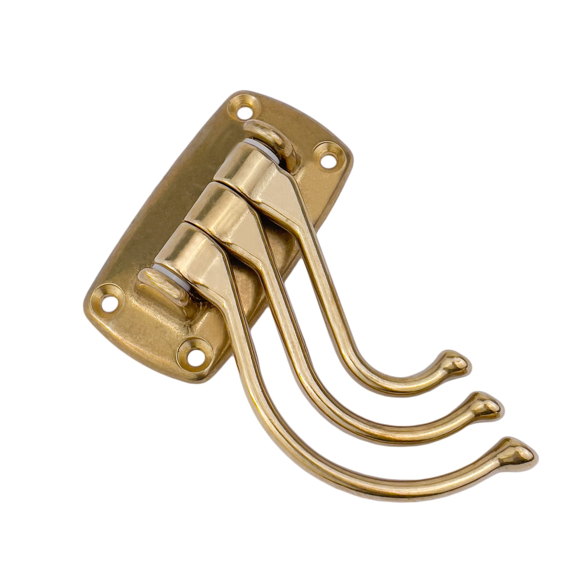 GATE14® Appendiabiti da Parete a 3 Ganci Girevoli in Ottone Lucido 70 x 40 x 105 mm