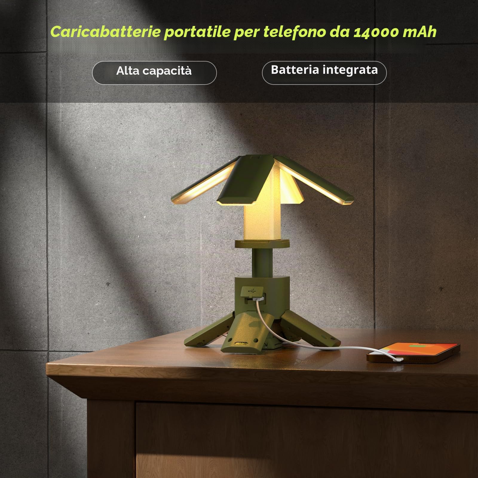 Clemas Luci da campeggio telescopiche ricaricabili 14000 mAh Led Lanterne magnetiche multifunzione Illuminazione del sito di lavoro Cordless Dimmable Lampada da campeggio Alimentatore portatile 6000LM