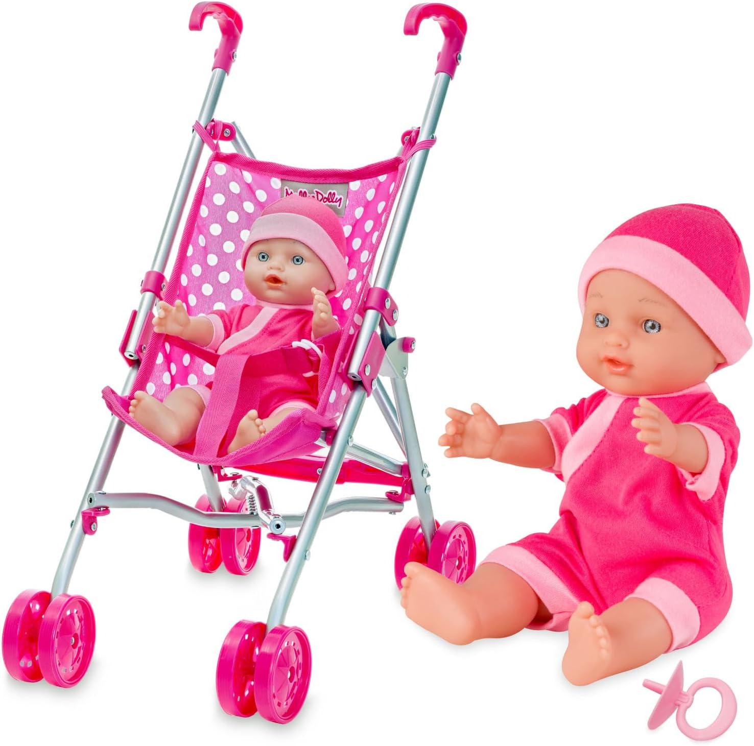 My First Dolls Pram & Doll Set - Girls Toy Doll Stroller - Baby Doll Pram - Dolls Pushchair - Toy Pram Buggy