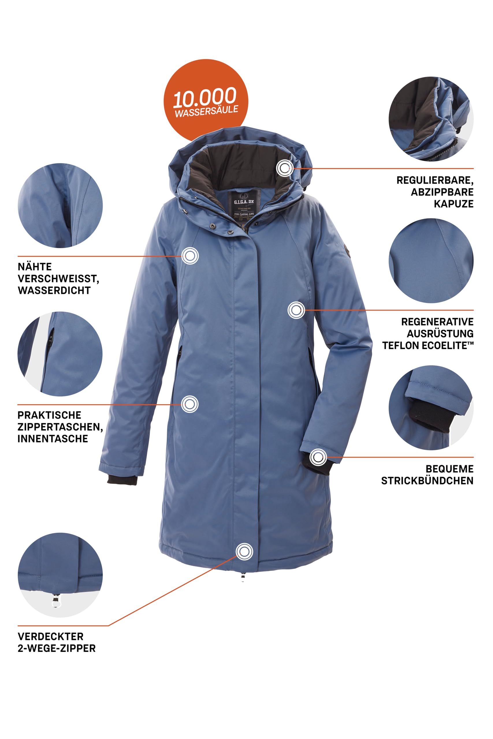 G.I.G.A. DX Damen Gw 93 Wmn Prk Funktionsparka/Parka mit abzippbarer Kapuze