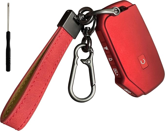 ACROPIX TPU Key Fob Cover For Kia Telluride & Other Models - Pack Of 3 Red Cases With Key Chain