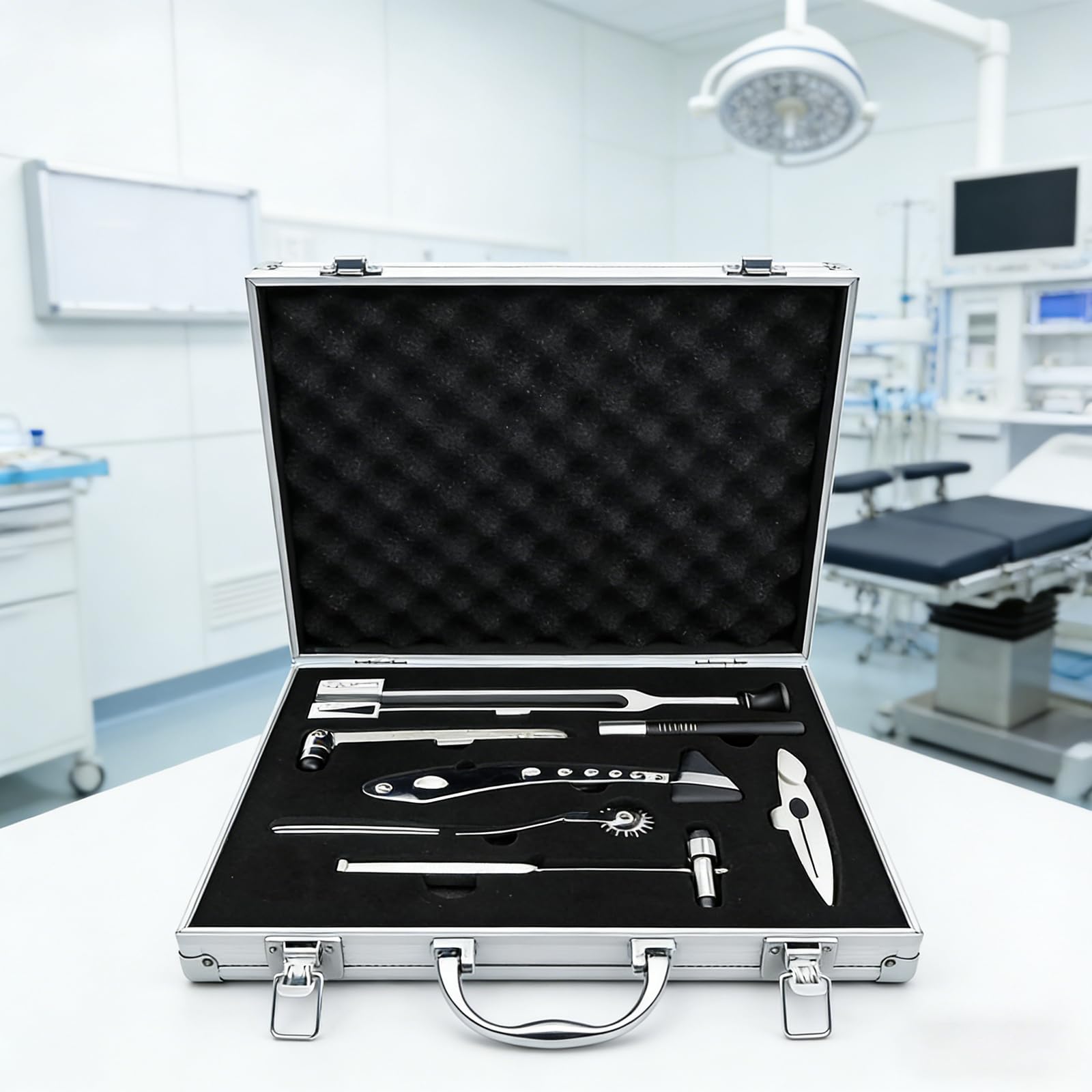 Zestaw do badań neurologicznych, 7-częściowy zestaw diagnostyczny do wykrywania temperatury, odruchów ścięgiennych, pinprick i testowania ciśnienia dotykowego