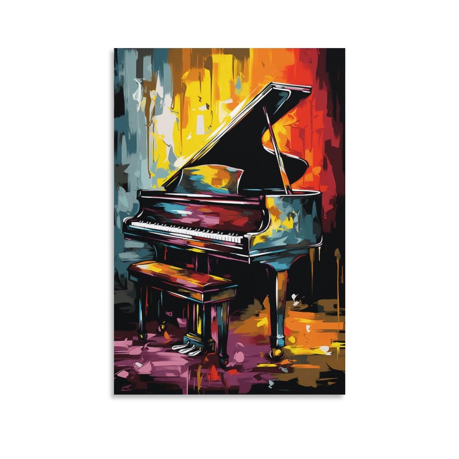 AYAROS Vintage Piano Wall Art Canvas Poster Colorful Graffiti Music Instruments Wall Decor Poster Dormitory Decor Painting Art Unframed 12x18 inch