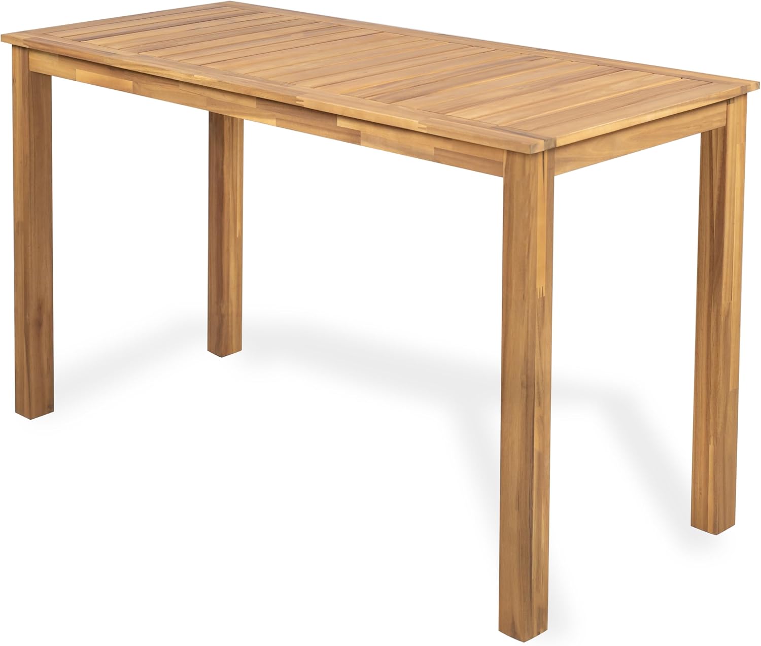Christopher Knight Home Zigg Rectangular Outdoor Bar Table, Acacia Wood Bar Height Table with Slatted Top, Patio Accent Table, Coffee Bar Table for Garden/Balcony/Breakfast, Light Teak