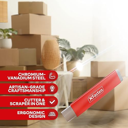 Miniatura 7 de XFasten Paquete de 12 cortadores retráctiles con raspador de seguridad, cartón a granel y cartón, mini cuchillas cortadoras de cajas | Abrecajas de