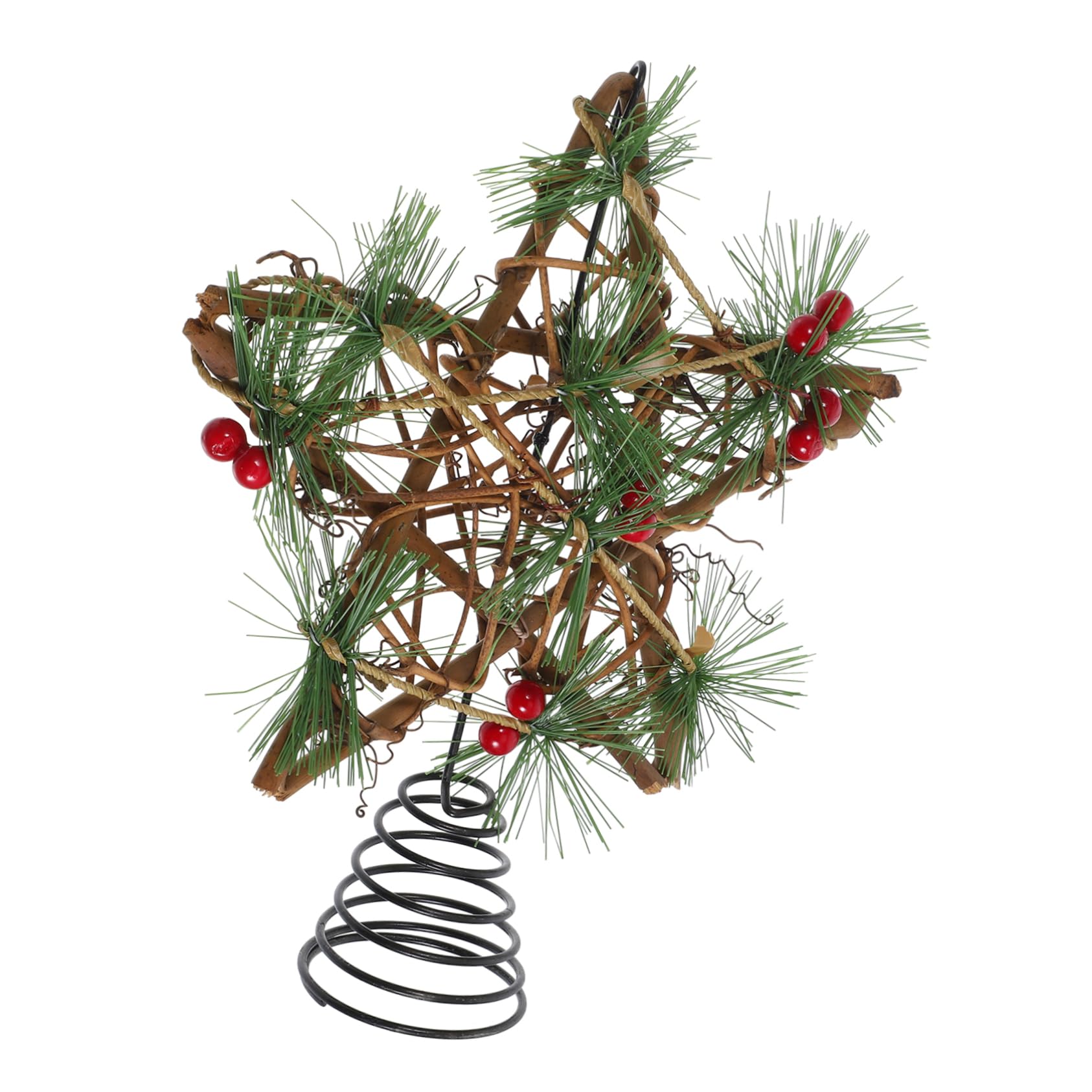 4 Stück Weihnachtsbaumspitze Sterngeflecht Weihnachtsbaumspitze Rattan Sterngeflecht Sternspitze Glitzerstern
