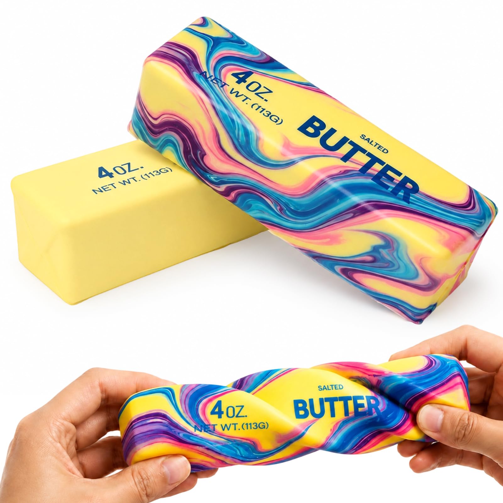 Rainbow Butter Squishy 2 Styles,2Pcs Butter Squishy Fidget Toys, Slow Rebound Squishy Butter Stick , Sensory Stress Relief Toys for Kids & Adults