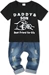 WESIDOM Vêtements pour enfants 1-5T T-shirt à manches courtes bébé garçon Outfits + Ensemble de pantalons Jeans Ripped
