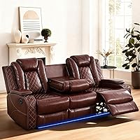 Vista 15 de Juegos de muebles de sala de estar, sofá modular reclinable eléctrico con luces LED, juego de sofá de cuero, sofá reclinable para sala de estar