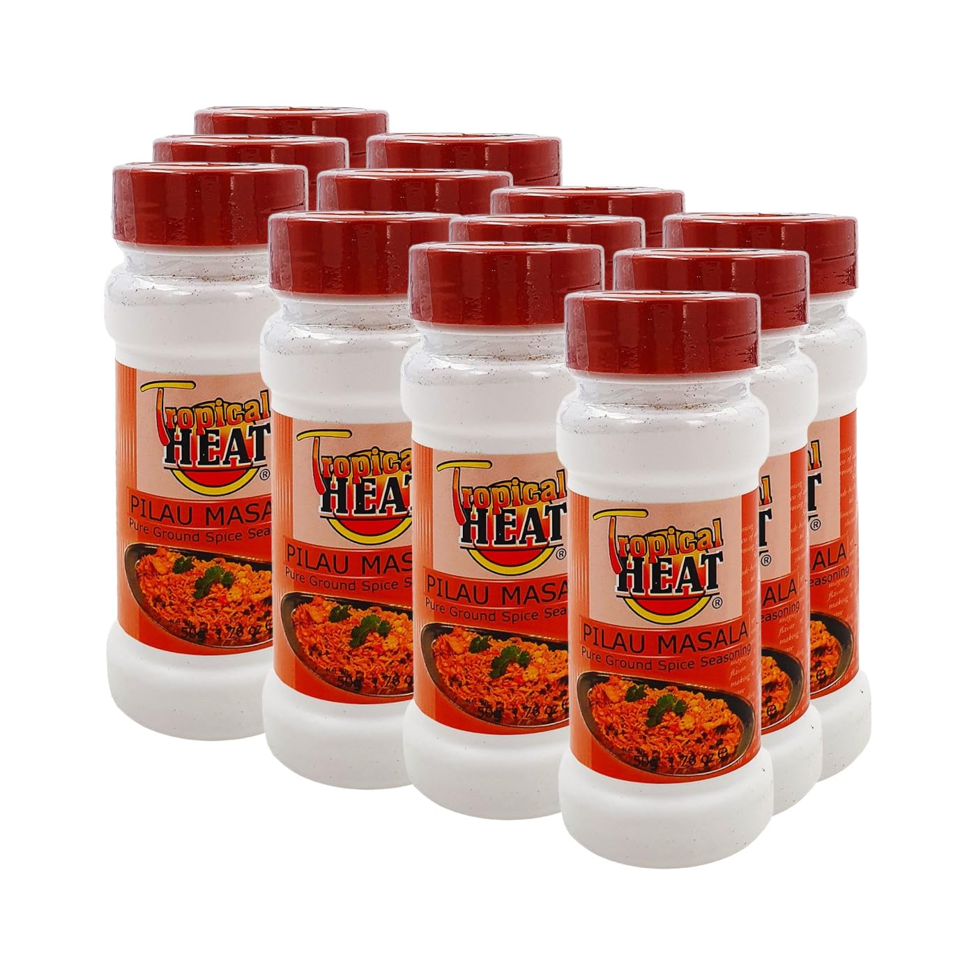 Masala Pilau – 12 x 50 Gr. – Gewürzmischung für Pilaw-Gerichte von Tropical Heat (600g)