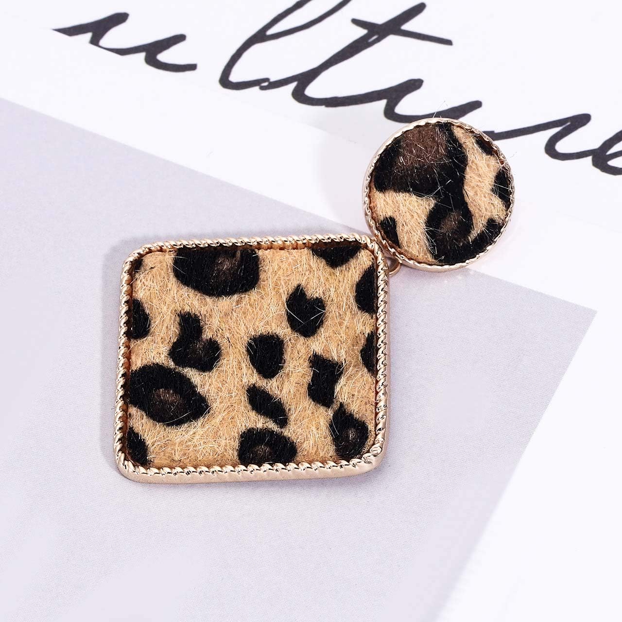 Leopard Dangle Earrings for Women Statement Snakeskin Square Drop Earrings Disc Earring Studs Fashion Jewelry - Image 6