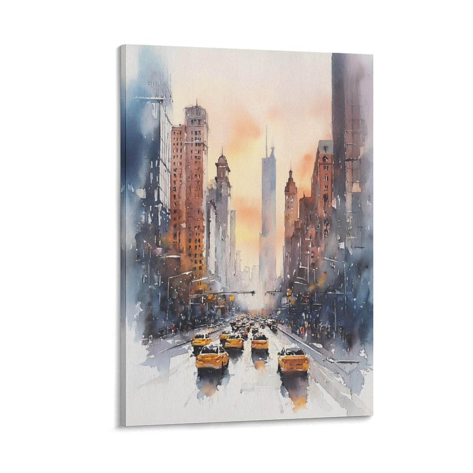XWYMXZ Los Angeles Street 20x30inch(50x75cm) Vintage Travel Poster Watercolor Canvas Art