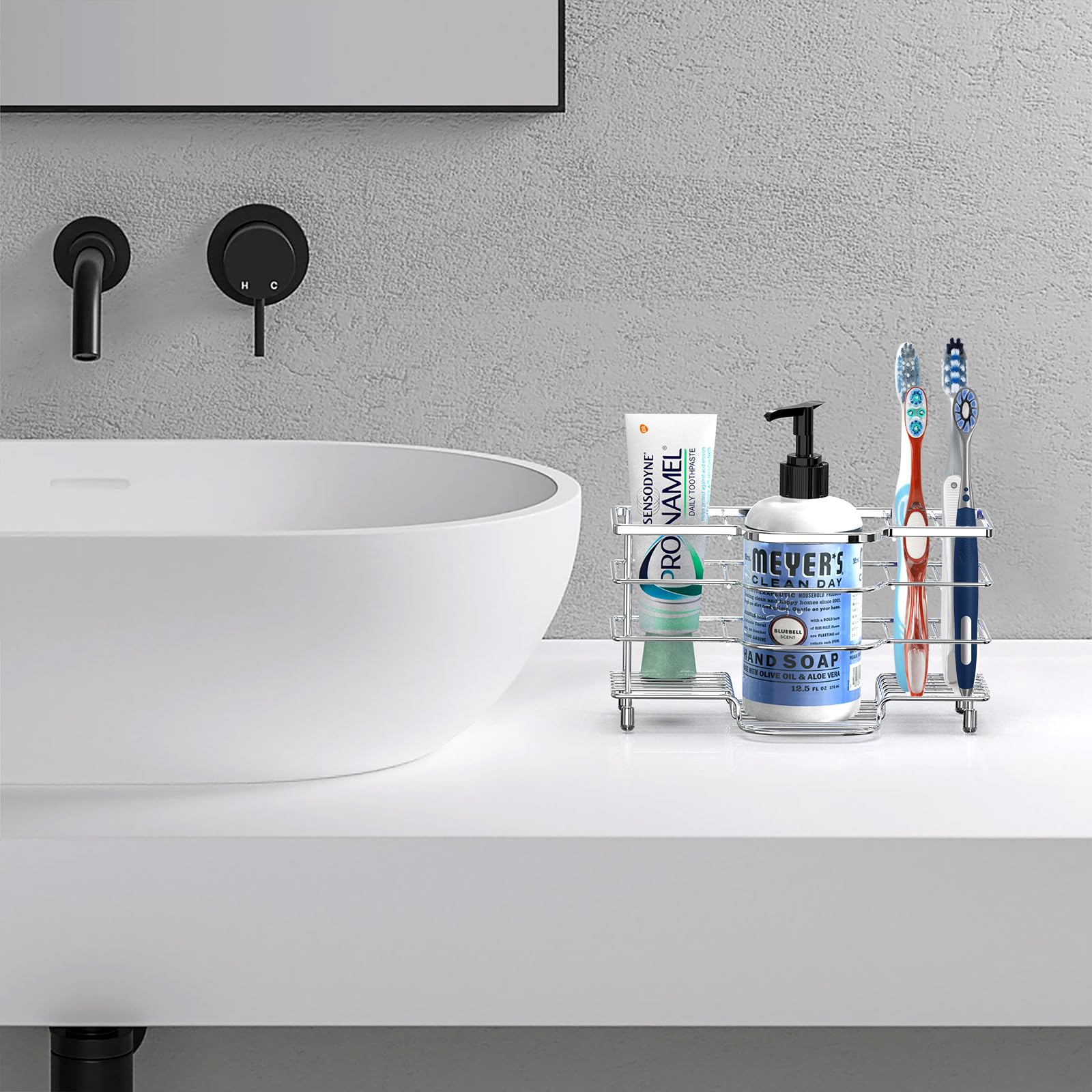 Portaspazzolino Ventilato In Acciaio Inox - Organizza Spazzolini, Dentifricio E Pi&ugrave;, 6 Scomparti