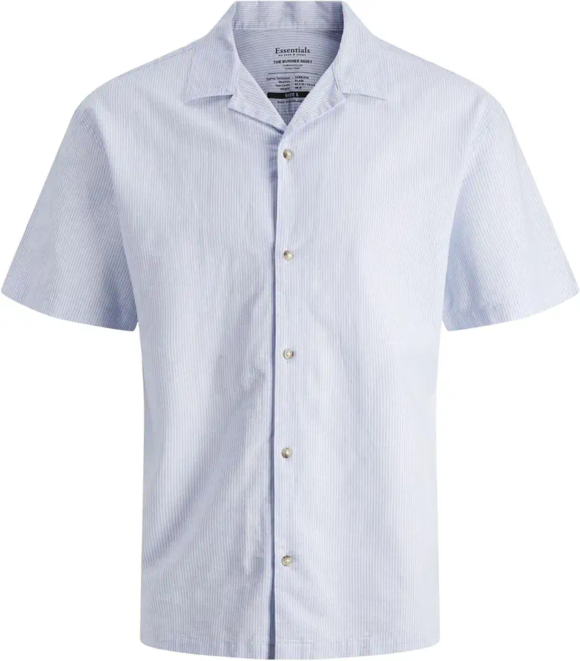 JACK & JONES قميص ريزورت بأكمام قصيرة للرجال من جاك اند جونز، ومصنوع من الكتان، ومناسب لفصل الصيف، قطعة واحدة