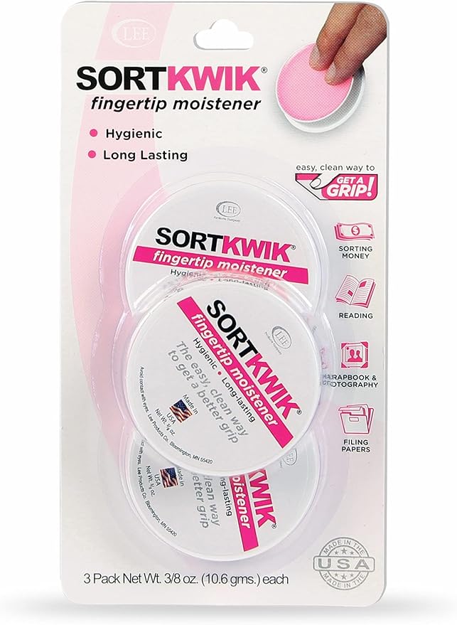 Sortkwik LEE 20053 Fingertip Moisteners, 3/8 oz, Pink (Pack of 3