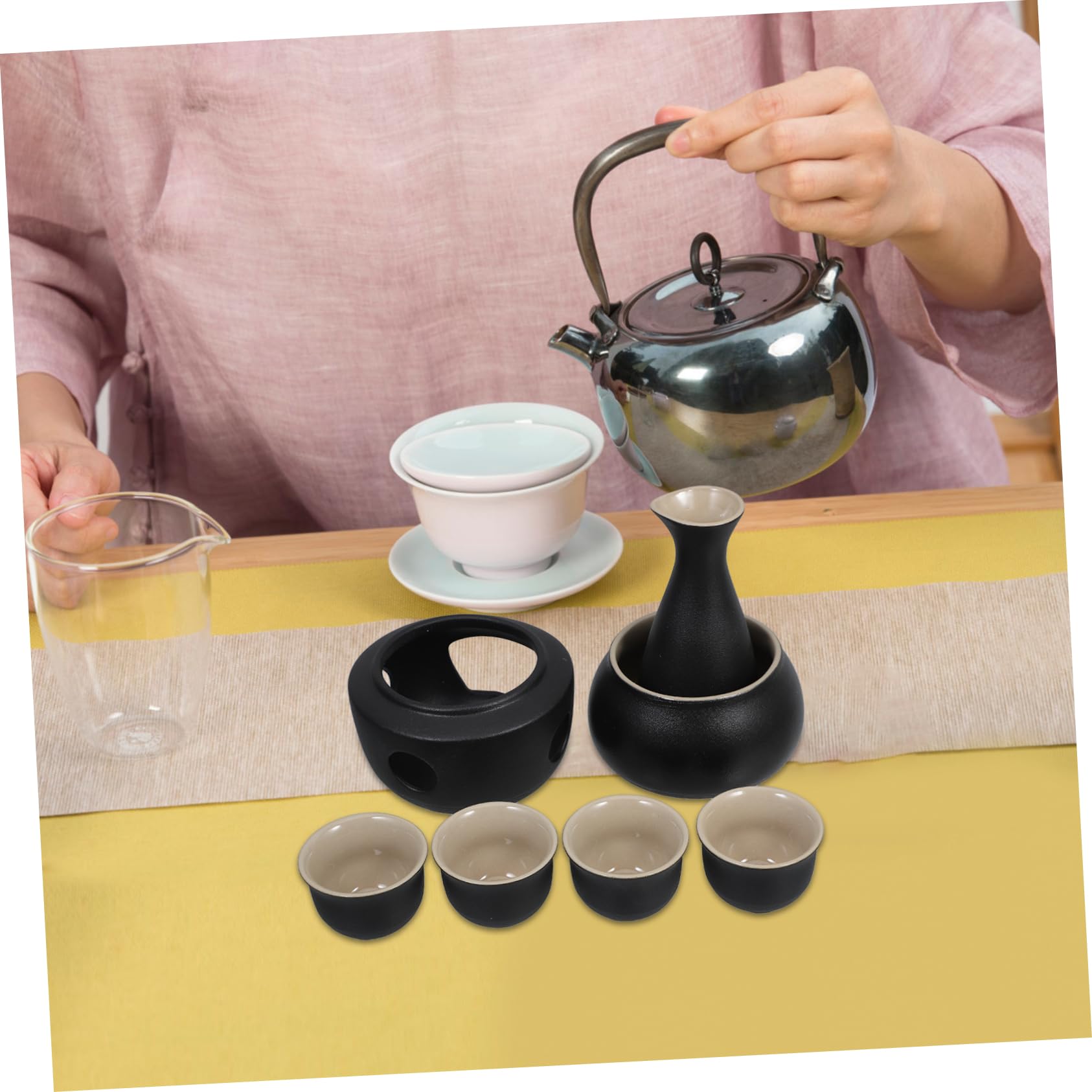 Keramik Sakeflasche und Becher Satz 1 Satz 175ml Schwarz