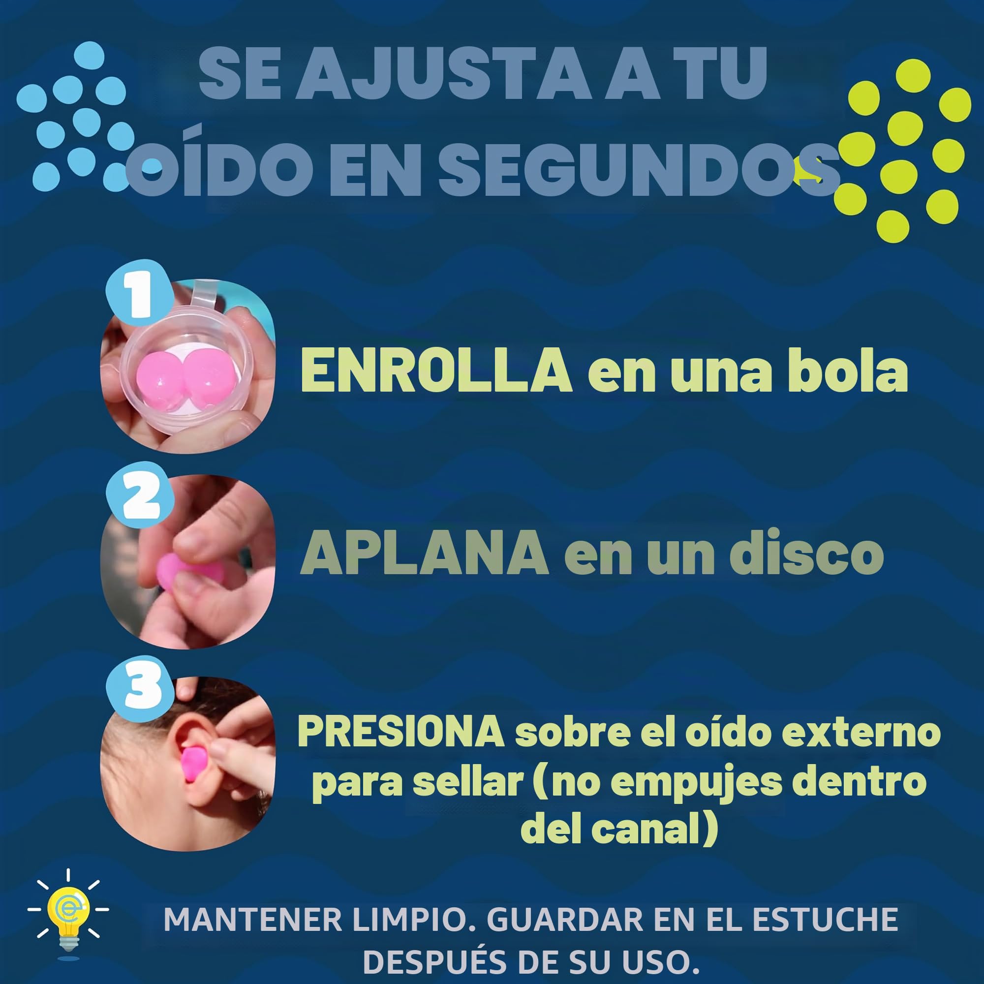 Putty Buddies Tapones para los oídos de natación originales 3 pares Púrpura