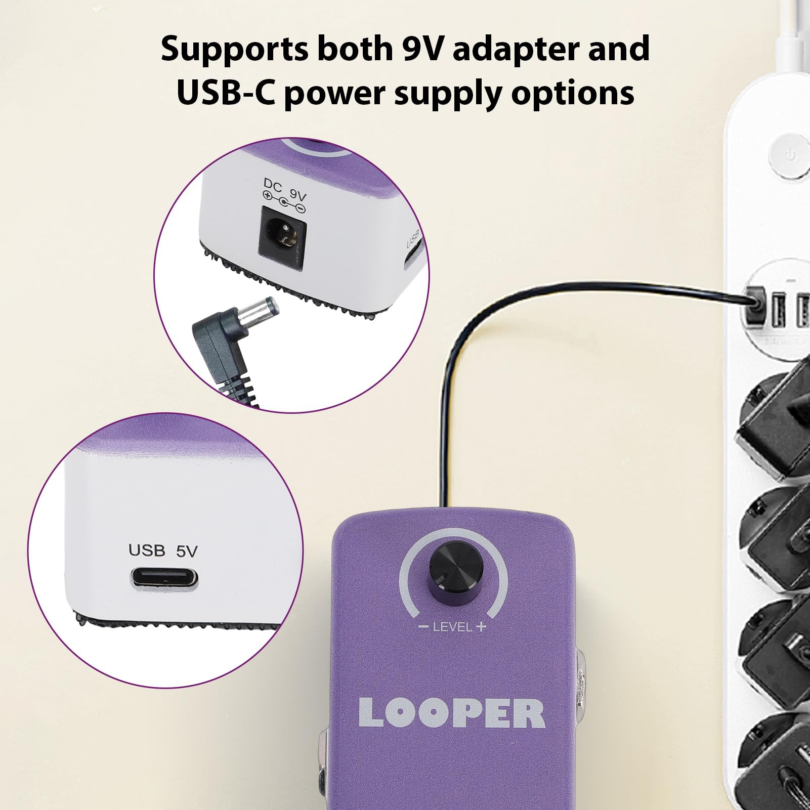 Fafeicy Pedale Looper per Chitarra a Interruttore Singolo Mini, Pedale Effetti in Lega di Zinco Alimentato con Memoria Intelligente da 12 Minuti