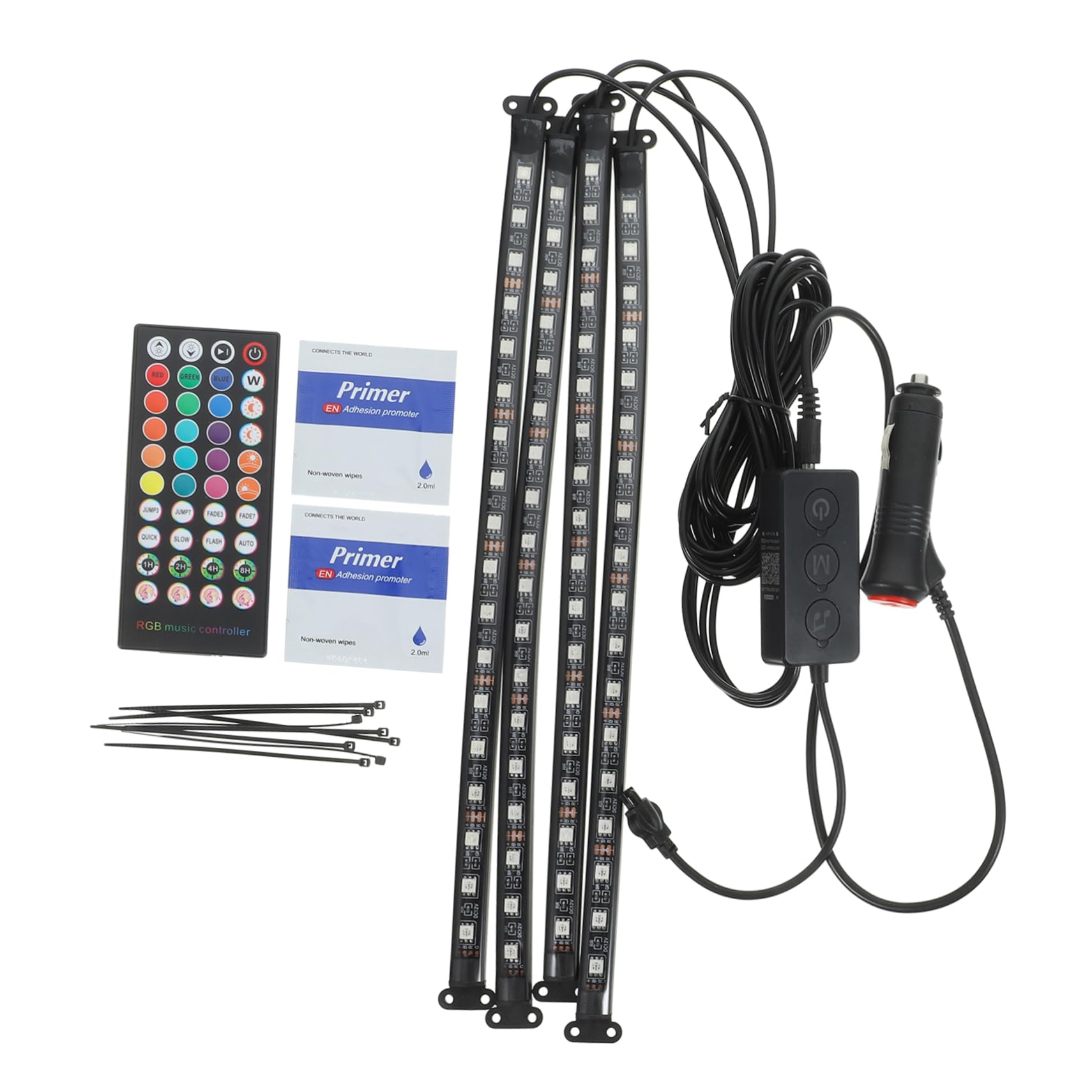 Parliky Car Interior LED Strip Lights with Remote Control Multicolor Ambient Lighting for Easy Installation for Car Decoration and Enhancing Your Vehicle Appearance