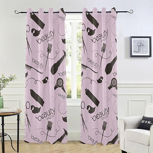 Wudan Cortinas opacas para sala de belleza, peluquería, sala de belleza, 84 pulgadas, para dormitorio, sala de estar, cortinas para puertas
