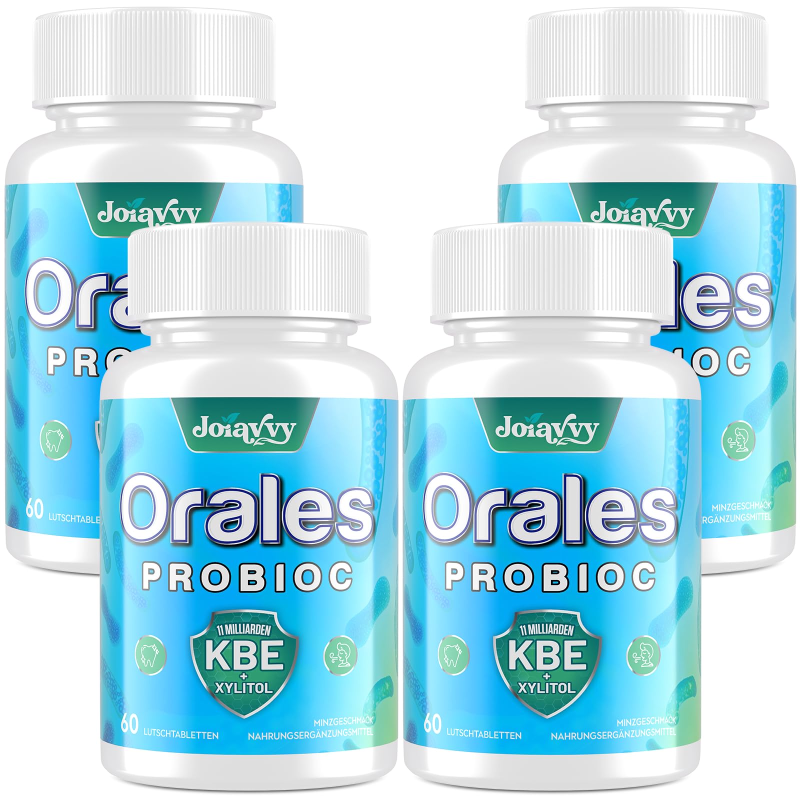 Joiavvy Orale Probioc 11 Milliarden KBE für die Mundflora, 7-in-1 Probioc Lutschtabletten, Schnell Löslich, Zuckerfrei, Natürlicher Minzgeschmack (60 Stück (4er Pack))