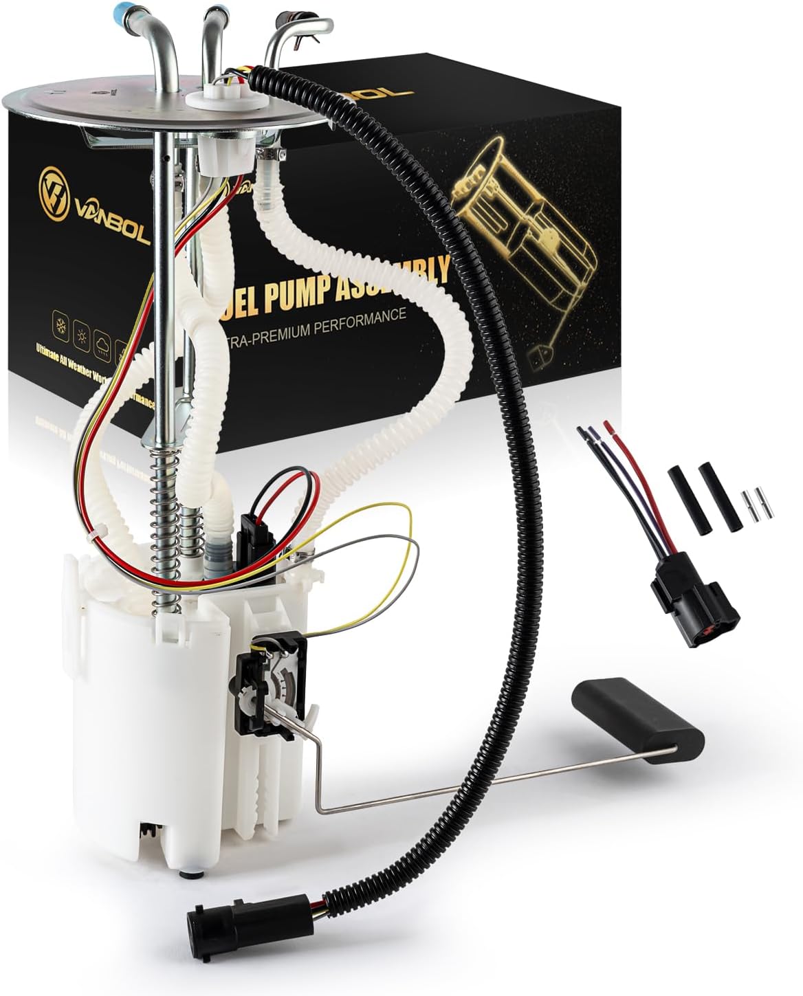 Electric Fuel Pump Assembly Compatible with Ford 1992-1996 E150 E250 E350 Econoline Club Wagon 1996 Econoline Super Duty L6 4.9L V8 5.0L 5.8L 7.5L GAS 3 Tube Ports Replace E2220M SP2282M