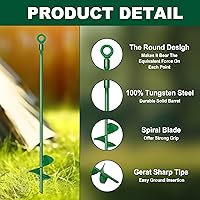 Vista 3 de Kit de anclaje de tierra de 18 pulgadas, 6 piezas, anclaje de tierra de diámetro extendido de hélice de 3 pulgadas, anclajes de tierra en espiral