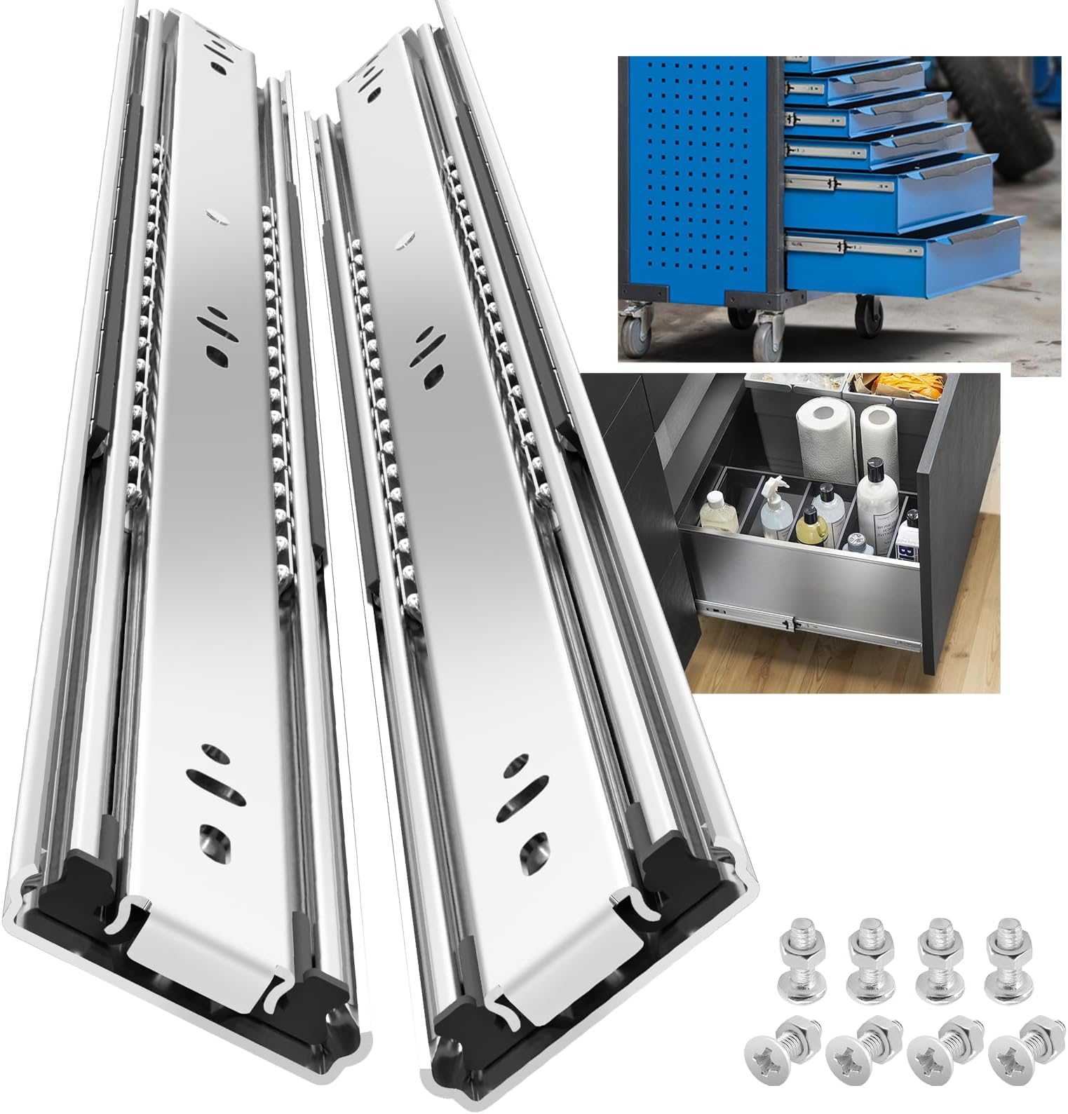 SHUHANG 1 Pair 150 lb Load Capacity Heavy Duty Drawer Slides 40 Inch Full Extension Ball Bearing Rails Side Mount Cabinet Glides RV Tool Box Runners