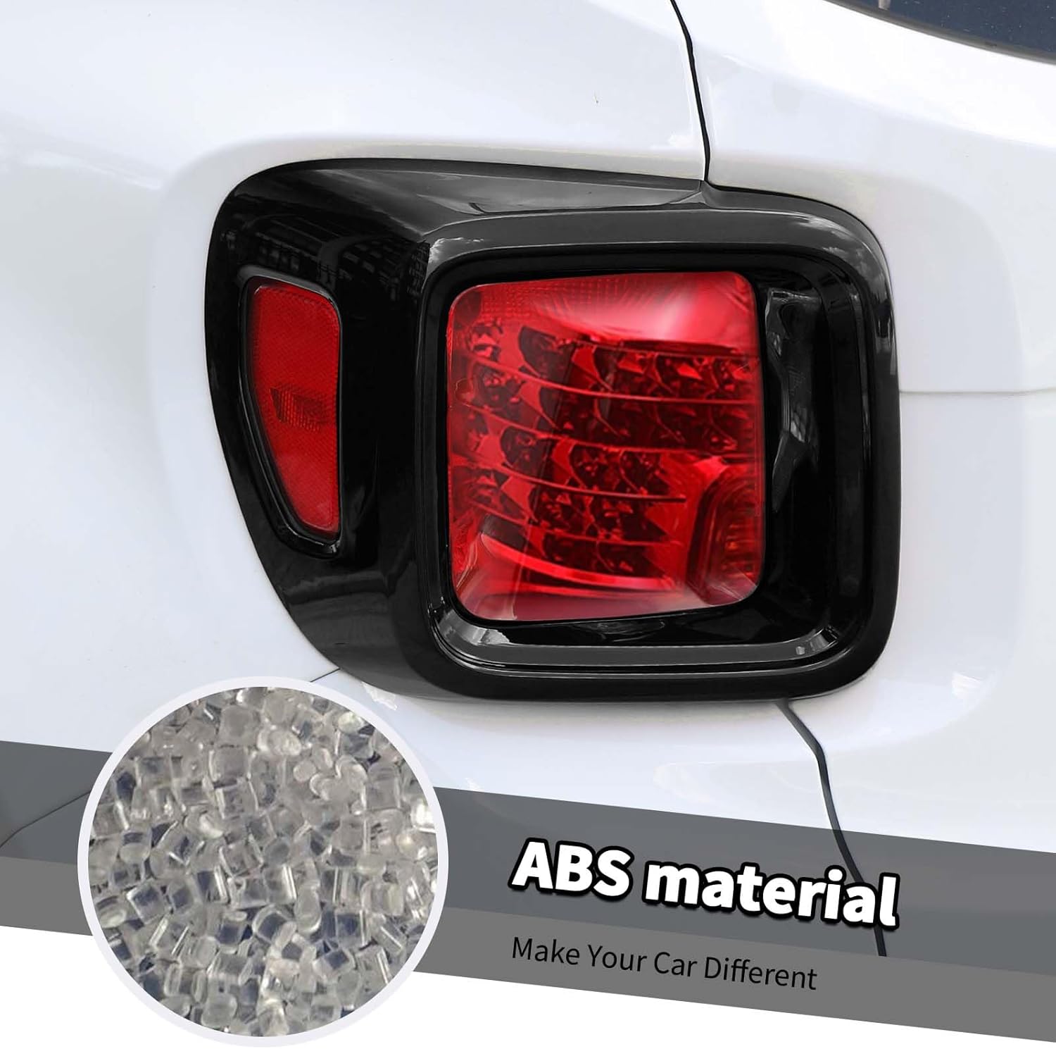 Jimen Tail Light Cover Trim Compatible with Jeep Renegade 2015-2023 (Black)