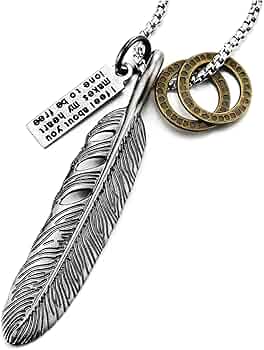 Collana Con Ciondolo Piuma Retro COOLSTEELANDBEYOND - In Lega E Pelle, Regolabile - Foto 7