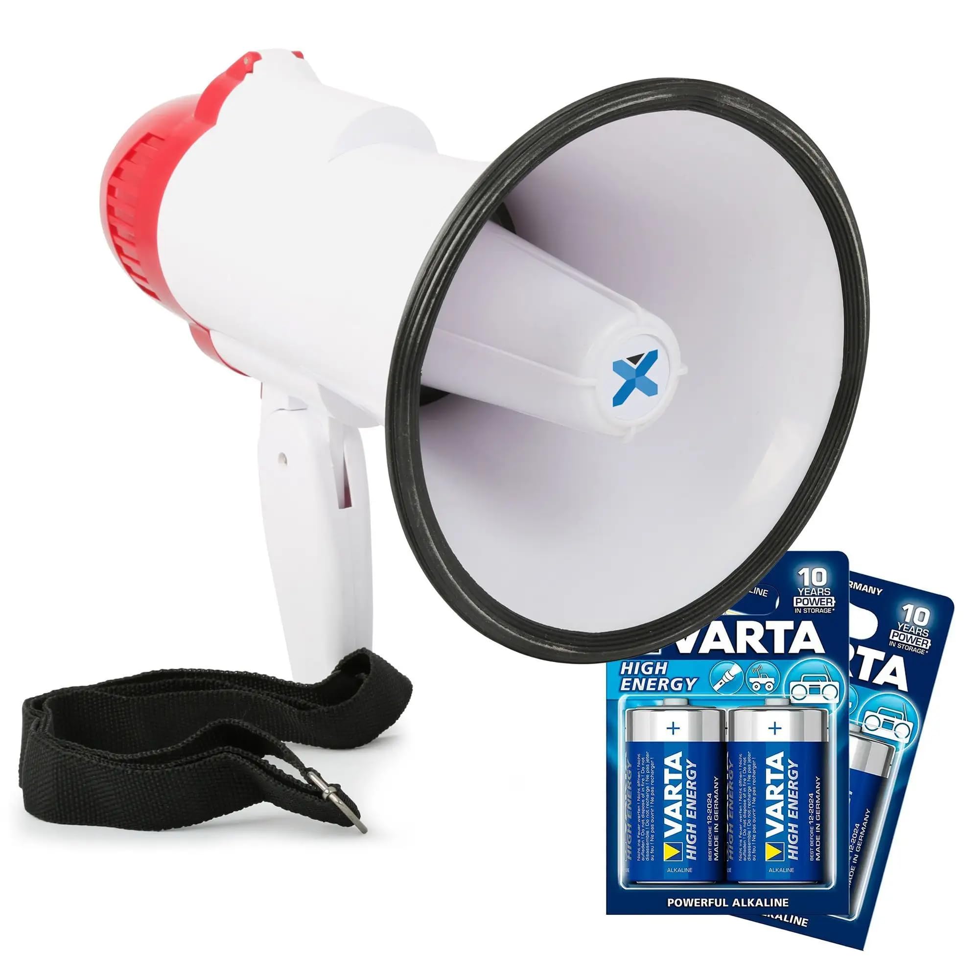 VONYX MEG020 Mégaphone Compact 20W, Idéal pour Manifestations et Matchs Sportifs - Jusqu’à 700 Mètres, Fonctions Enregistrement et Sirène, Poignée avec Dragonne, Réglage du Volume