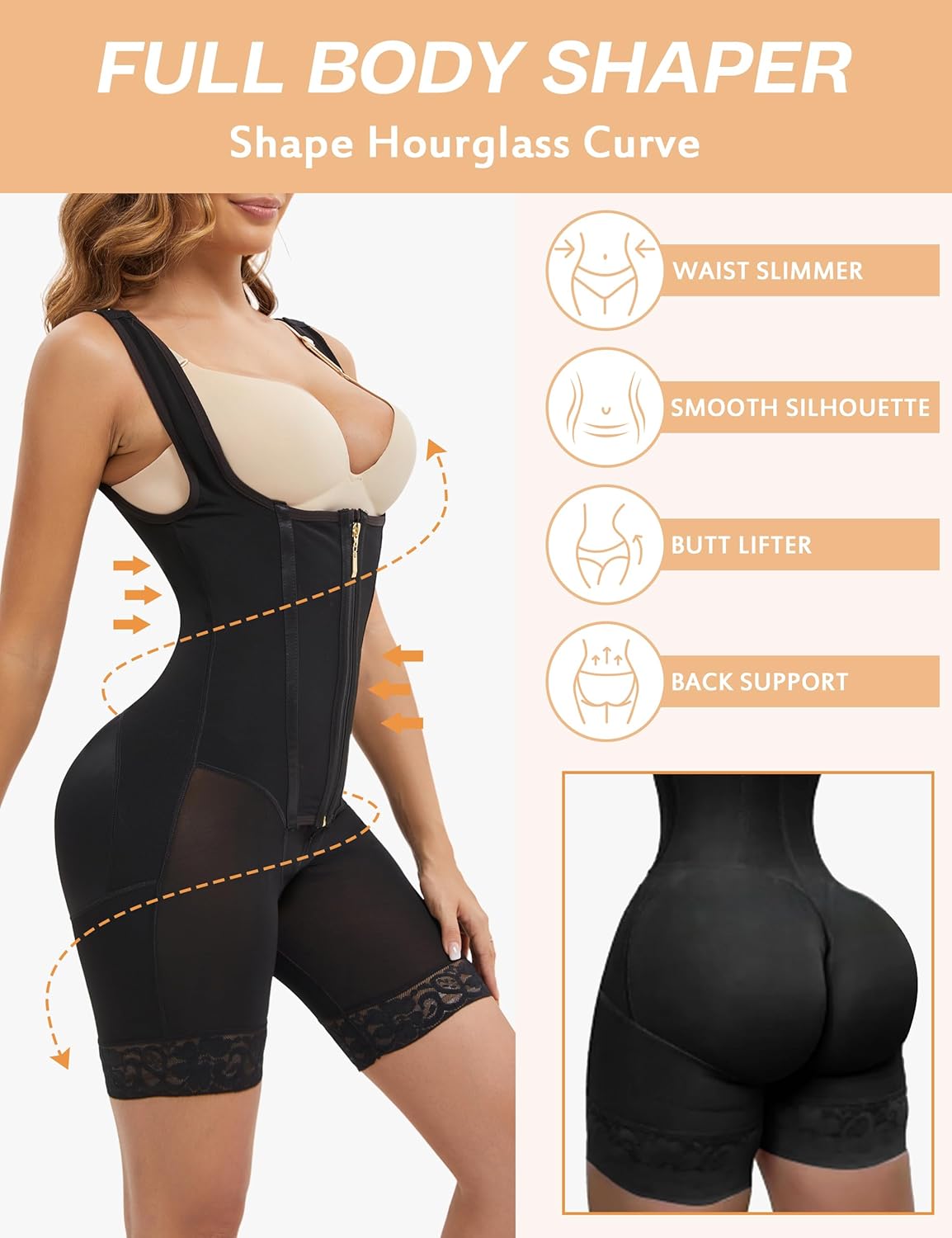 GainKee Fajas Colombianas Moldeadoras Shapewear for Women Tummy Control Body Shaper Butt Lifting Bodysuit Girdle - Image 4