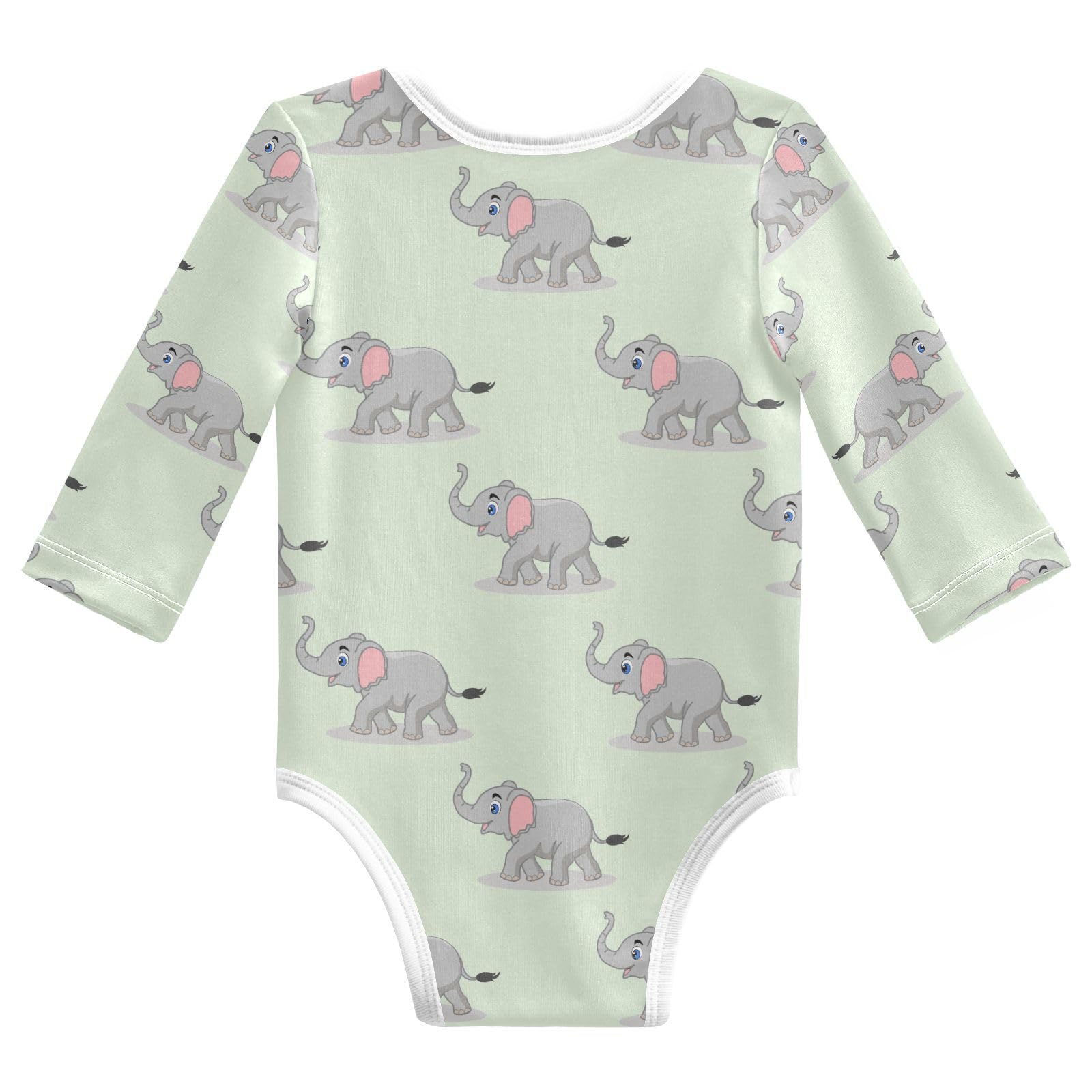 vvfelixl Baby Bodysuits Elephant Seamless Pattern Long Sleeve Cotton Baby Onesie Clothes for Boys Girls 6-9M