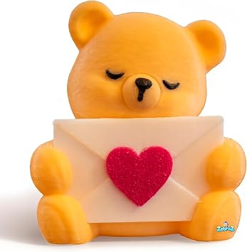 3D - Sweet Mail - Cute Teddy Bear with Heart Decorative Bear Figurine Gift for Valentines Day, Anniversary, Wedding or Romantic Decor 3D Printed Ornament - Pack of 01