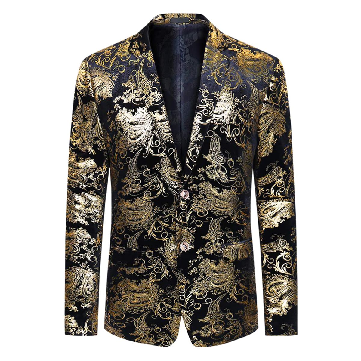 Allthemen Herren Pailletten Sakko Gold Glitzer Blazer Slim Fit Hochzeit Smoking