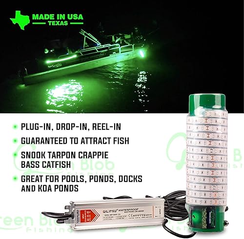 Miniatura 8 de Green Blob Outdoors Luz de pesca submarina de 110 voltios para muelles, LED con temporizador de fotocélula y control remoto 75001500030000 lúmenes