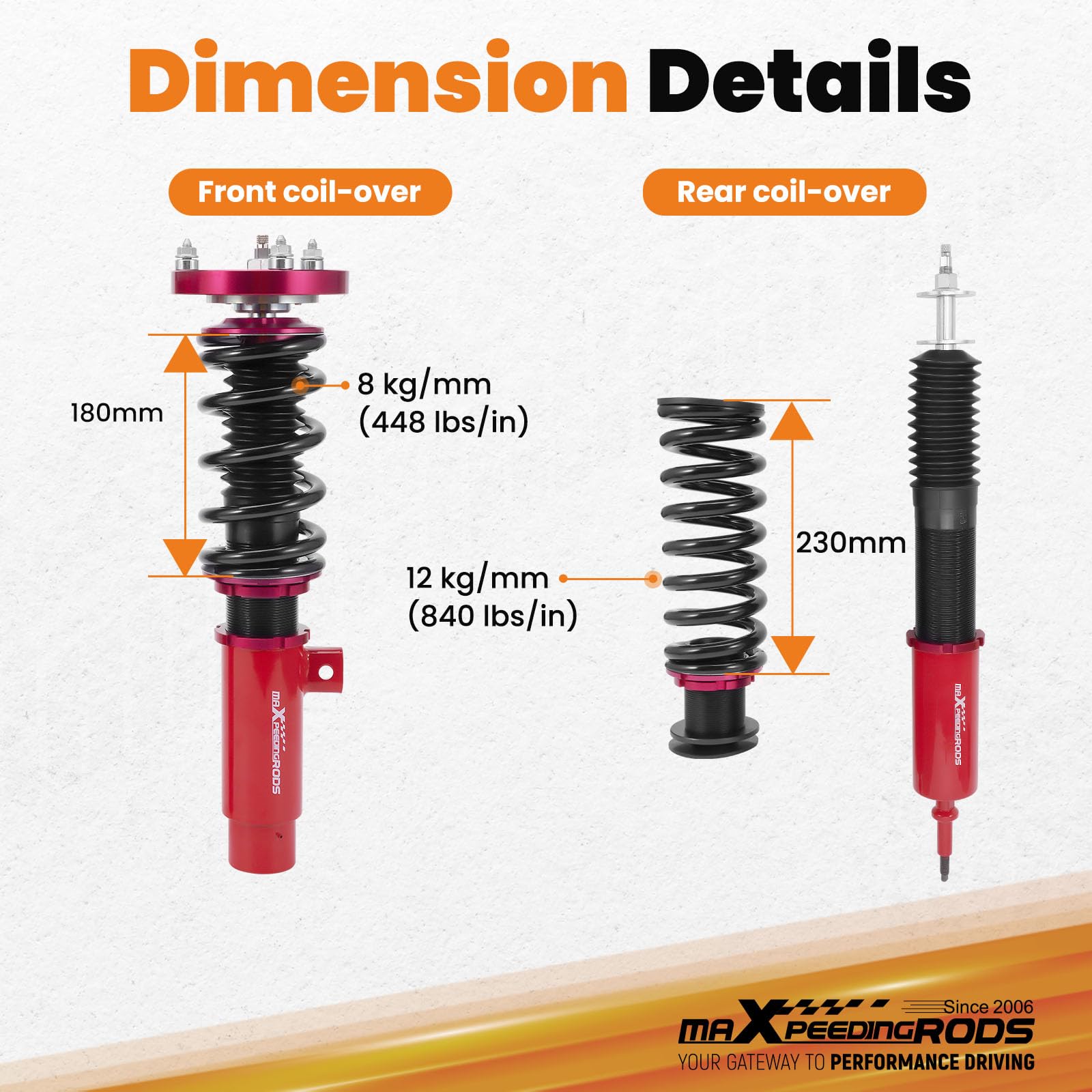 maXpeedingrods Zawieszenie gwintowane sportowe regulowane do BMW E90 E91 E92 E93 obniżenie 25-75 mm 2004-2013
