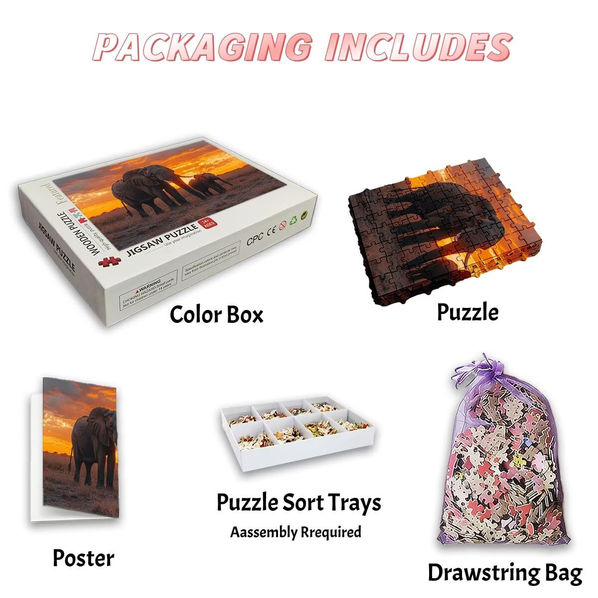 Puzzle 4000 Teile Elefant, Wiese Puzzle 4000 Teile Erwachsene, Klassische Puzzles für Erwachsene, Challenging Puzzel für Die Ganze Familie, Holzpuzzle Geschenke für Frauen, Deko Wohnzimmer -3312