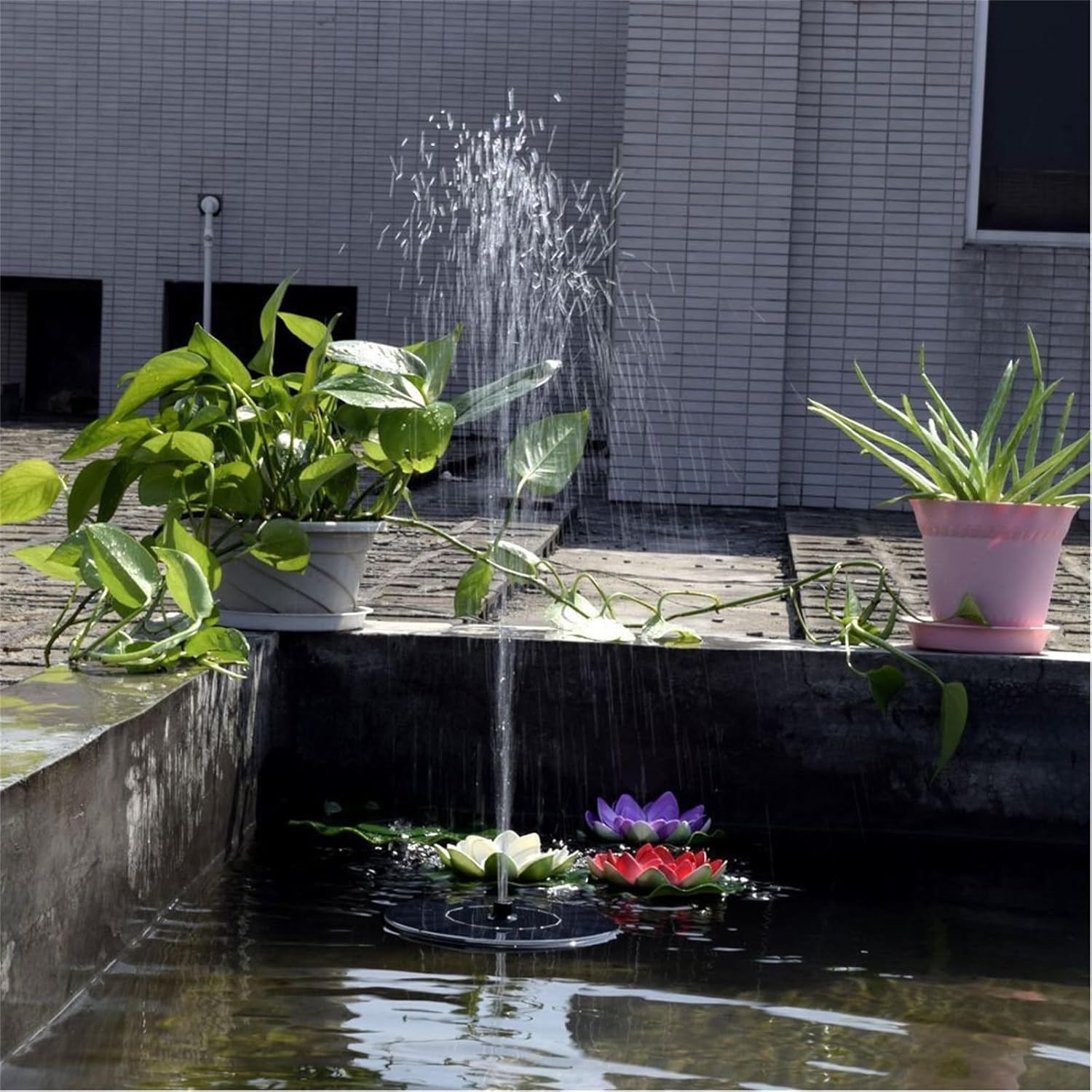 2.5w Solar Fountain Pump with 6 Nozzles, Easy Installation, With Adjustable Spray Nozzles, For Bird Bath Small Pond Garden Outdoor Water Feature (3pcs)