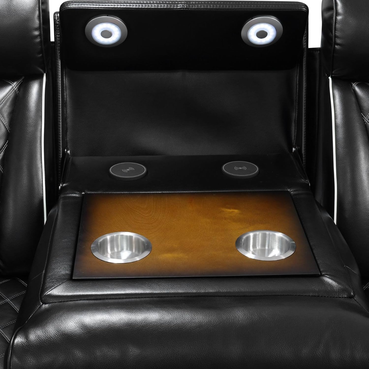 Functional Sofa 3-Piece Set Chair+ Sofa +Loveseat Black Breathable Leather Living Room(Small)