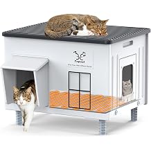 Dahivs Indestructible Heated Cat House for Outside, Large Heated Outdoor Cat House 100% Weatherproof with Escape Door, Outdoor Cat Shelter for Multiple Cats Feral Stray Kitty. 21.7"x17"x17.5"