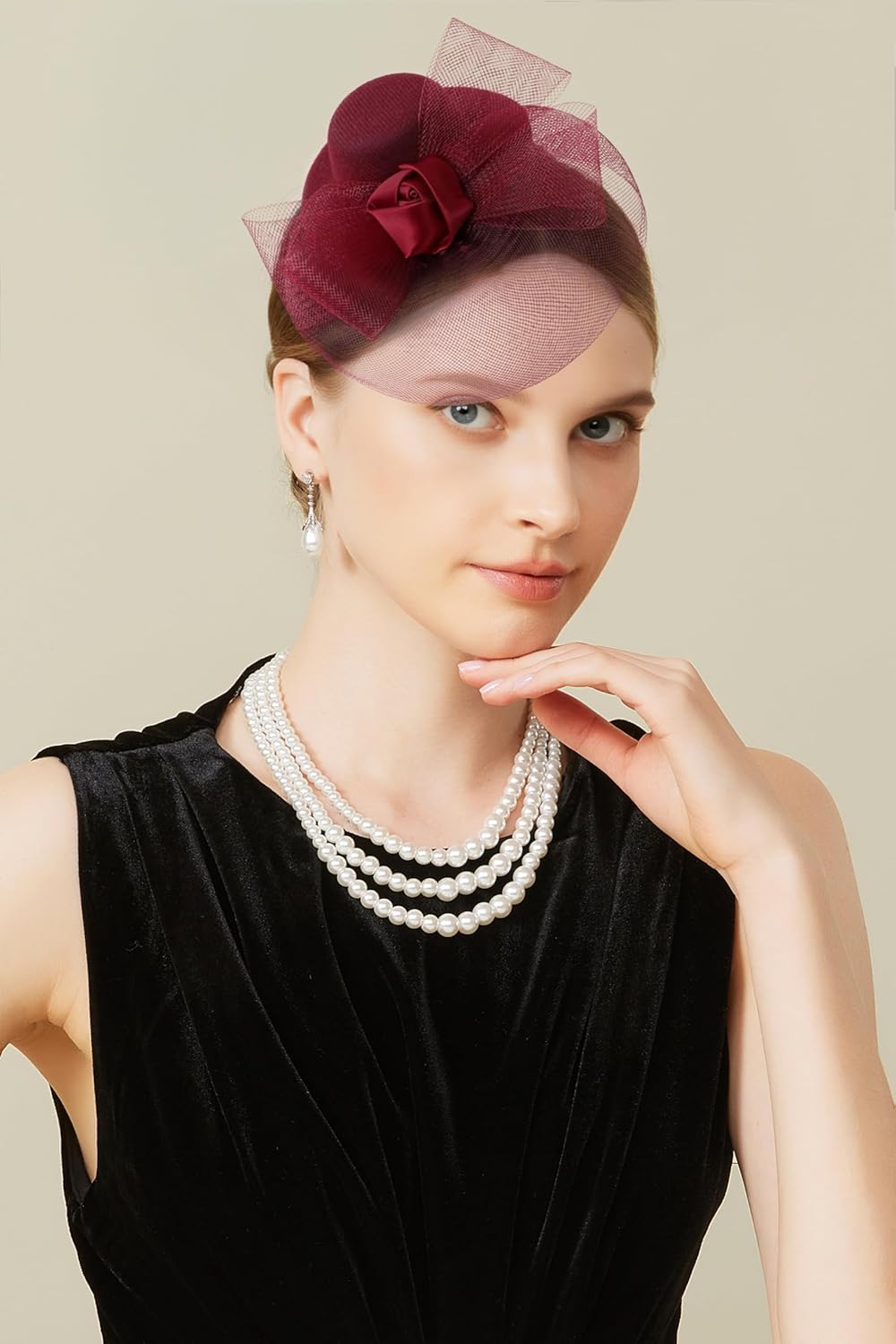 Mini Tea Party Hats - Fascinators for Women Derby Top Hat Tulle Flower Kentucky 1920s Fascinator for Costume Party - Image 4