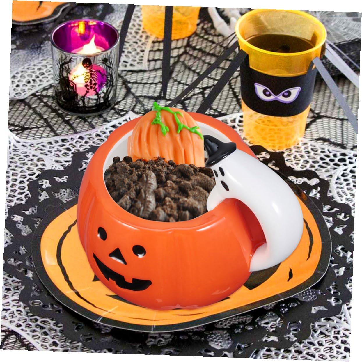 2 Tazas de Cerámica Forma de Calabaza, Tazas Prácticas para Halloween y Fiestas Decorativas