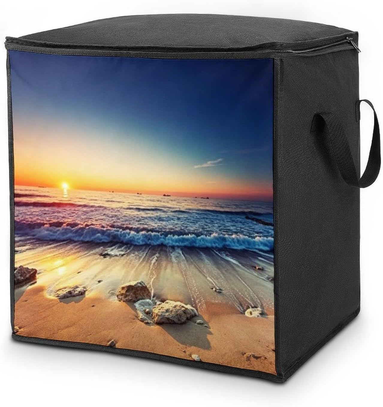 Ocean Landscape Comforter Storage Bag Moving Bag | Clothes Storage Bins-70L,Moving Bag With Dual Handles For Easy Carrying, Zipper Design Durability for Home,Bedroom,Closet