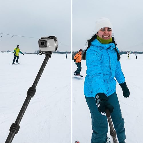 Miniatura 6 de Smatree Barra flotante desmontable extensible de fibra de carbono compatible con GoPro Hero 13/12/11/10/9/8/7/6/5/4/3 Plus/3/sesión/GoPro MAX/AKASO