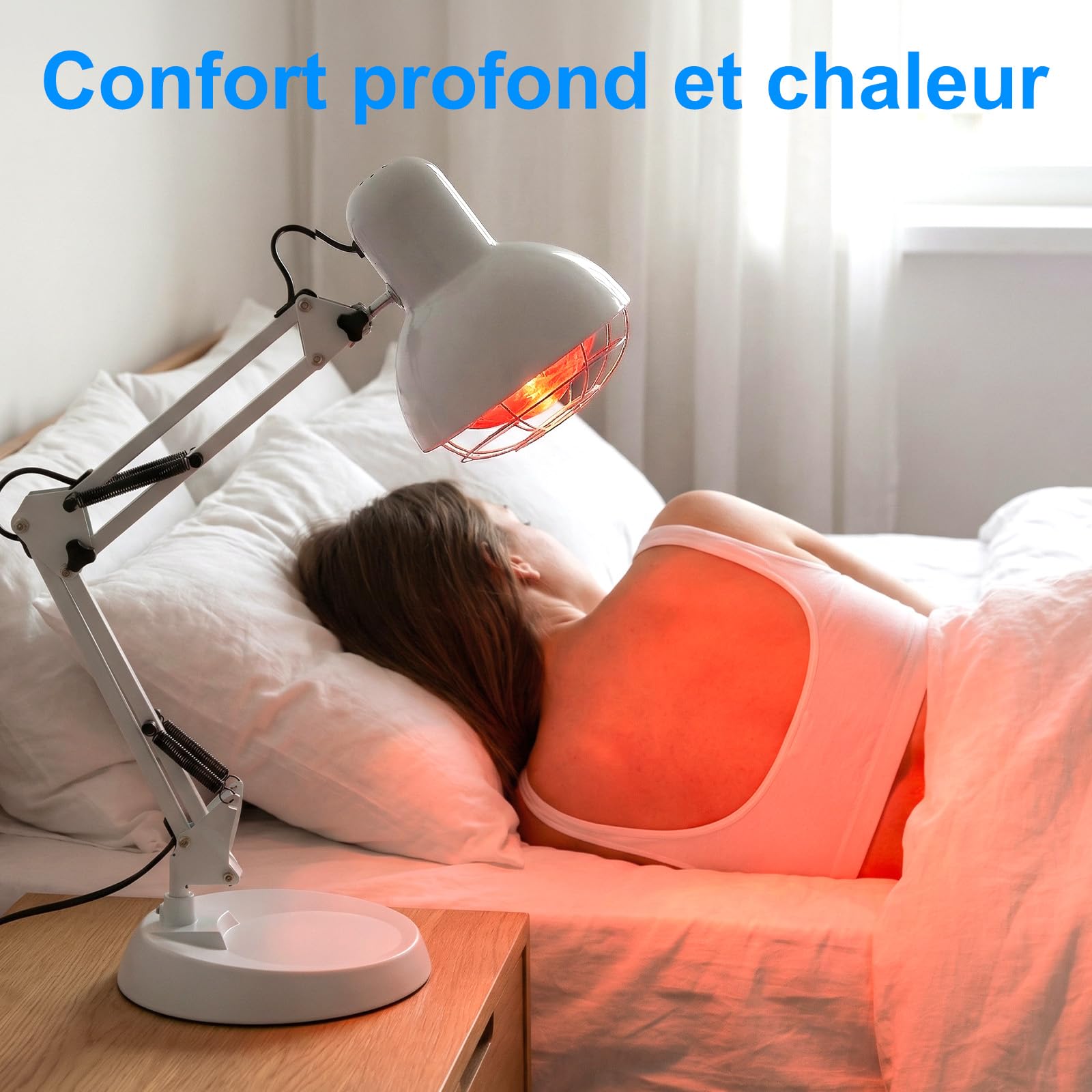 Lampe À Lumière Rouge De 100 W, Lampe Chauffante Portable, 10 Réglages De Température Et Minuterie De 5 À 60 Minutes, Lampe Chauffante À Lumière Rouge À Usage Domestique Avec Minuterie Et Socle