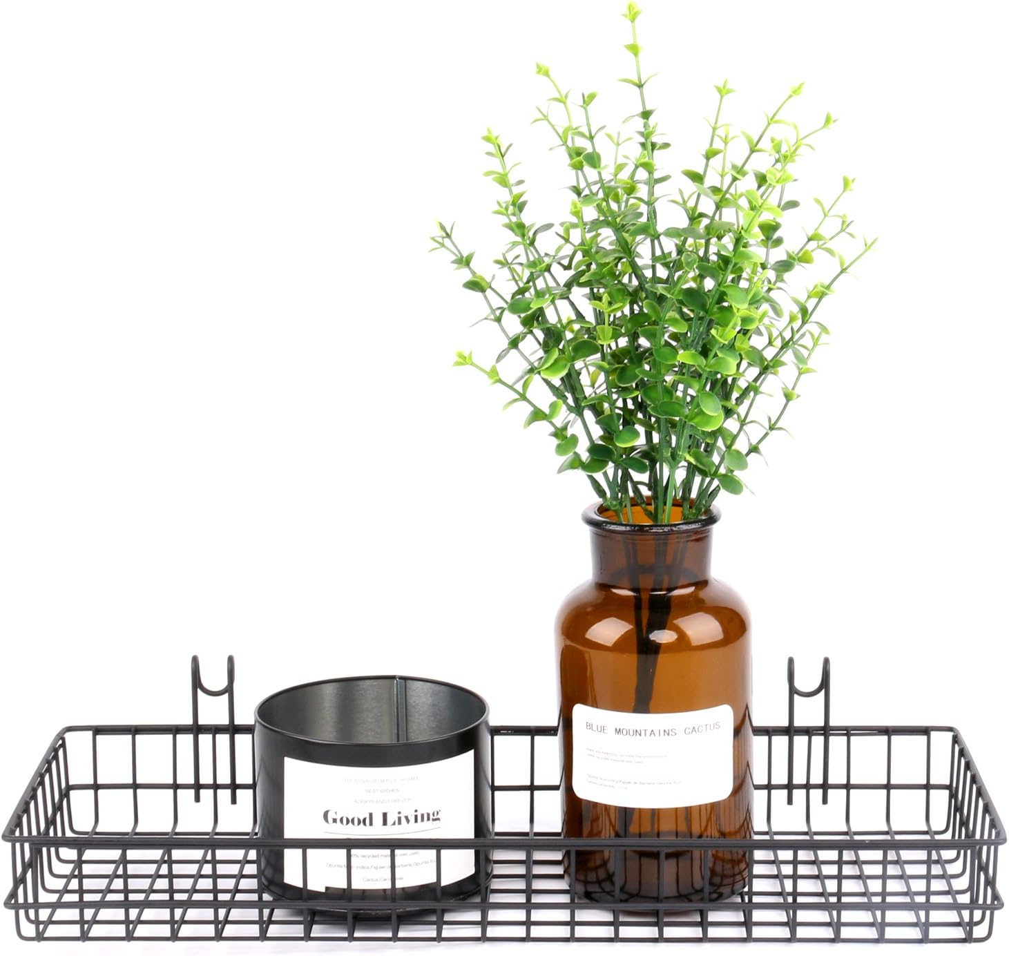 Kleanner Wire Metal Hanging Basket,Coated on Grid Panel for Dispaly Wall Decor, Wall Mount Organizer, Wire Storage Shelf Rack for Home Supplier,Black