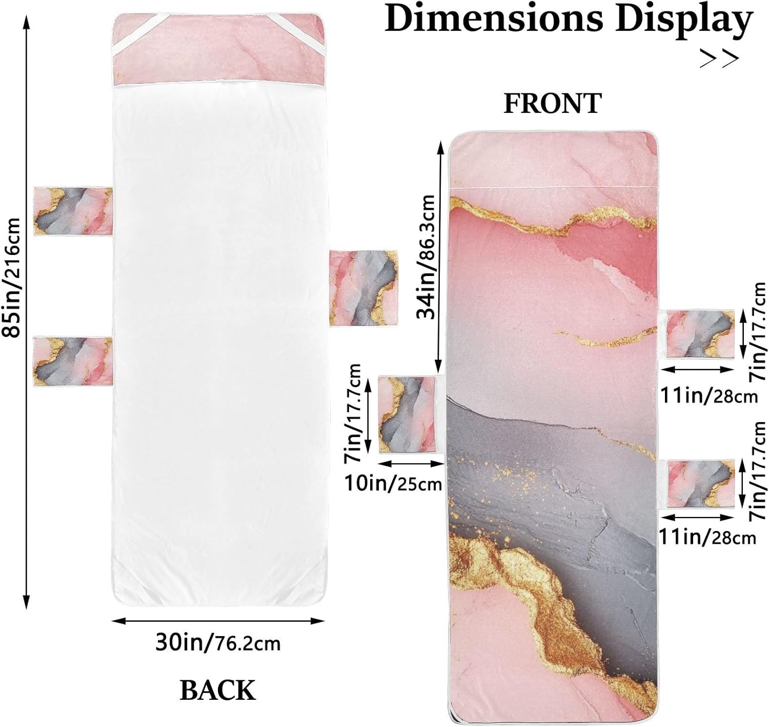 Marble Blush Grey Patio Lounge Chair Covers Heavy Duty Outdoor Chaise Lounge Cover with Pockets for