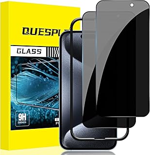 [2 Pack] QUESPLE Privacy Screen Protector Compatible With iPhone 15 Pro Max 6.7 inch, Anti-Spy Tempered Glass Film, Bubble Free, Anti Peeping, Easy Installation Tray